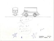 Catherine/The "Truck"'s blueprints for the Wooden Railway model (Courtesy of Twitter user FlyingScotFilms)