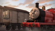A salt van next to James