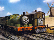 Percy puffing beside Toby
