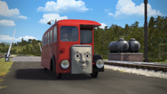 Bertie ahead of a crossing with arms