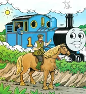 Farmer Collett travelling to the village along a bridleway