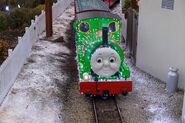 Drayton Manor Percy covered in Christmas lights