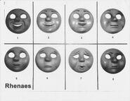 Rheneas's large scale faces [40] (Note: Rheneas' unused tired face between his sad and cross faces on the bottom right)