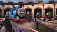 Edward leaving Tidmouth Sheds