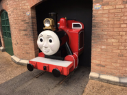 Rosie in the sheds at Drayton Manor in her red livery