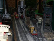 Stepney's model at Drayton Manor during the exhibit's construction (courtesy of X user 10LEIGH10)