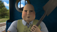 Sir Topham Hatt acting as Thomas' fireman in the CGI series