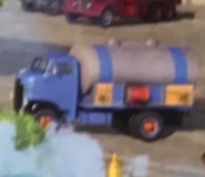 A blue tanker lorry