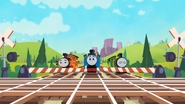 A level crossing in Race for the Sodor Cup