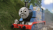 Thomas covered in wet concrete