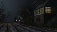 Thomas and Diesel at a signal box across from the Twisty Tree