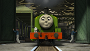 Percy exiting the Steamworks in Tale of the Brave