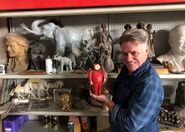 The close up Elephant Statue prop and spare small scale maquette as owned by sculptor Sean Hedges-Quinn