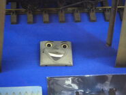 A Troublesome Truck's square third laughing face on display at the Tugs Exhibition Spring Event in 2023