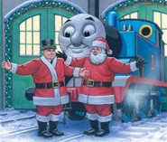 Father Christmas and Sir Topham Hatt in costume together