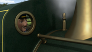 Emily's driver in CGI with a moustache