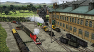 Some fuel tankers at the Sodor Steamworks in the fifteenth series