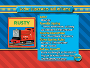 Rusty in Sodor Superstars Hall of Fame