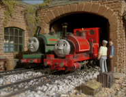 Mr. Hugh with Skarloey and Peter Sam