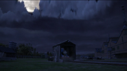 Thomas in an old shed outside the Steelworks