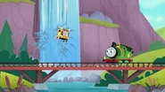 Percy and Sandy at the waterfall
