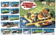 The Gold Rail page from the 1994 Ertl catalog, showing unreleased versions of Henry, Duck, Donald, Douglas, Diesel, Daisy, Mavis, Terence and Trevor, courtesy of @ThomasTankMerch on Twitter.