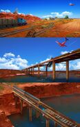 Concept art for the bridge and The Outback Mine