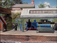 Thomas and his crew are reprimanded by Sir Topham Hatt and the policeman