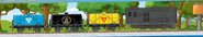 An illustration of an oil tanker on the Wooden Railway play table