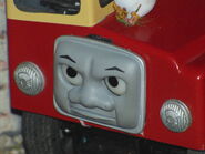 Bulgy's annoyed face on his model at Drayton Manor