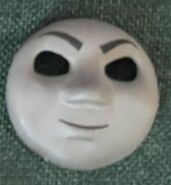 Skarloey's smirking face on display at the Awdry Extravaganza 2 at the Talyllyn Railway in 2022