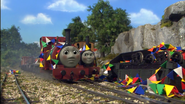 Some derailed trucks of bunting