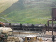 Several tar tanker models at the Discover Thomas & Friends Exhibition