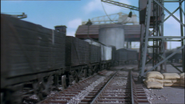 Two salt vans in a train of trucks