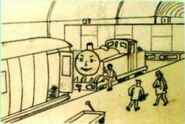 Awdry's drawing of Thomas in Vicarstown