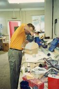 Gareth Hutchinson constructing Sir Handel's close-up model