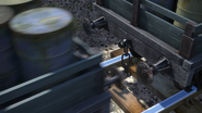 A stakebed wagon's buffers and coupling