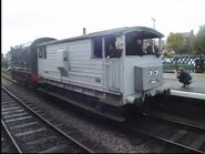 An LMS brake van with a face at the North Norfolk Railway