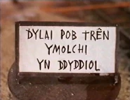The "All trains must wash down daily" sign translated into Welsh