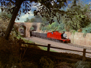 James going under the bridge in the first series