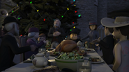 Lady Hatt with her family, The Duke and Duchess of Boxford, Mr. Percival, The Mayor of Sodor and Sir Robert Norramby at the Christmas dinner in nineteenth series