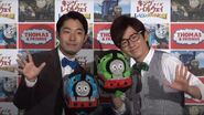 Shingo Fujimori and Atsuhiko Nakata at a press conference for King of the Railway