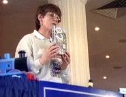 Hilary Fortnam holding the Thomas and Gordon and other stories video whilst criticising Britt Allcroft's television series