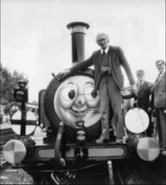 AwdryonStepney'sFootplate.png (176 KB) Awdry standing on Stepney's Footplate at the Bluebell Railway