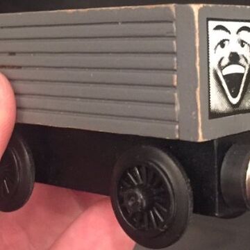 Thomas wooden railway white face troublesome truck shop