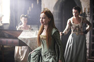 Elizabeth learns dancing from Anne of Cleves (Season Four).