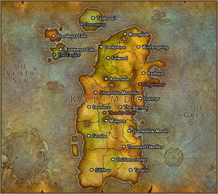 world of warcraft maps kalimdor