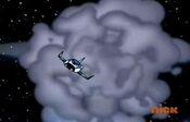 Distance shot of the T.U.F.F. Shuttle in Super Duper Crime Busters.