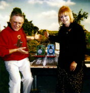 David Mitton with Britt Allcroft working on an early visual test for "Thomas and the Magic Railroad"