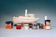Various stages of tugboat character design